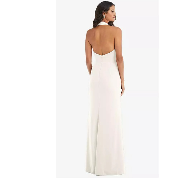 NEW! After Six Size 12 Crepe Halter Tuxedo Max Dress Ivory $242 msrp I22-3 - Picture 2 of 10